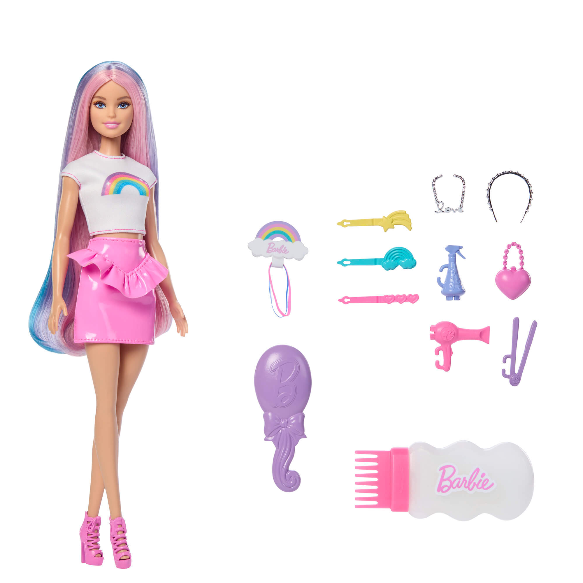 BARBIE HAIR PLAY RAINBOW SPARKLE lėlės rinkinys (JJP07) - Image 2