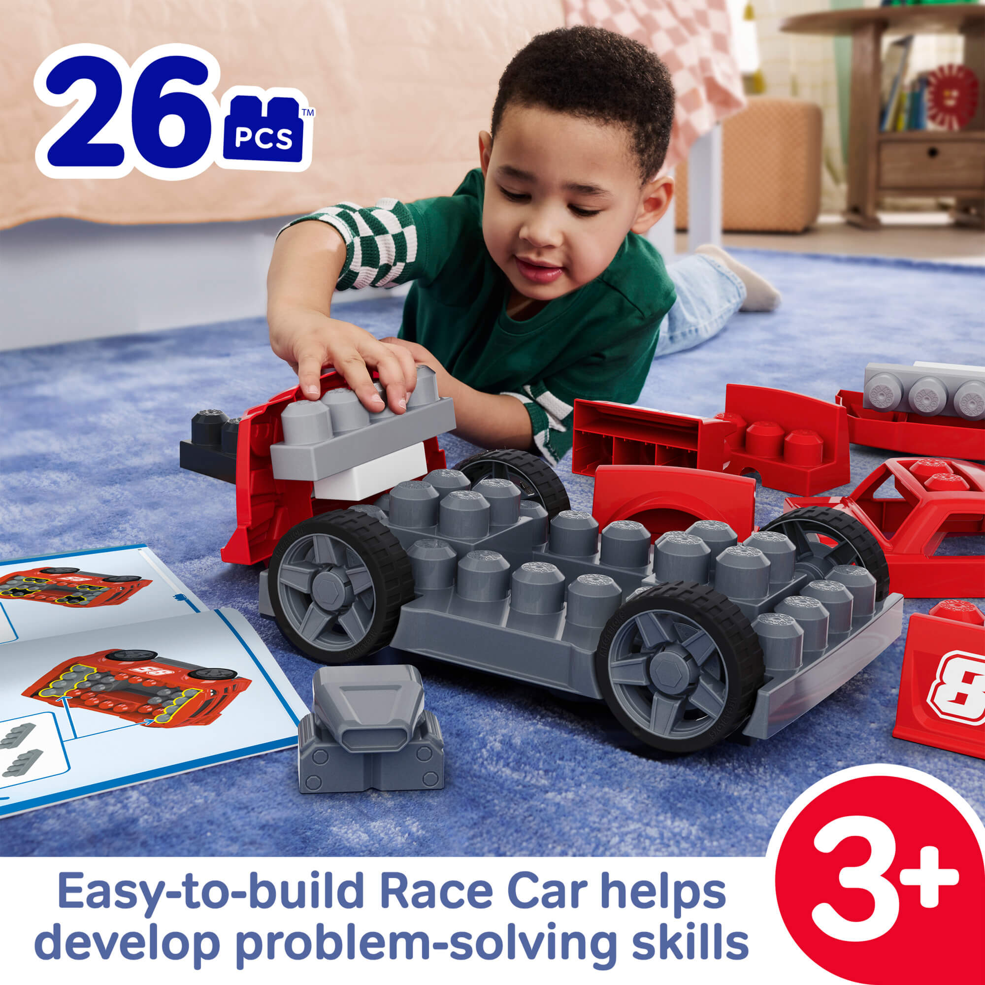 MEGA BLOKS BUILD AND GO 3 in 1 lenktyninio automobilio konstruktorius (JKG35) - Image 2