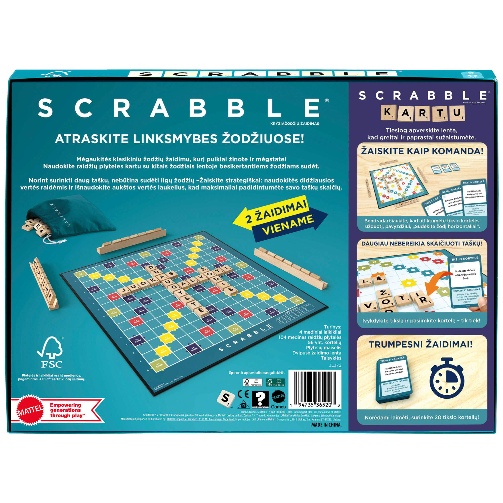 Stalo žaidimas SCRABBLE (medinis, LT) - Image 5