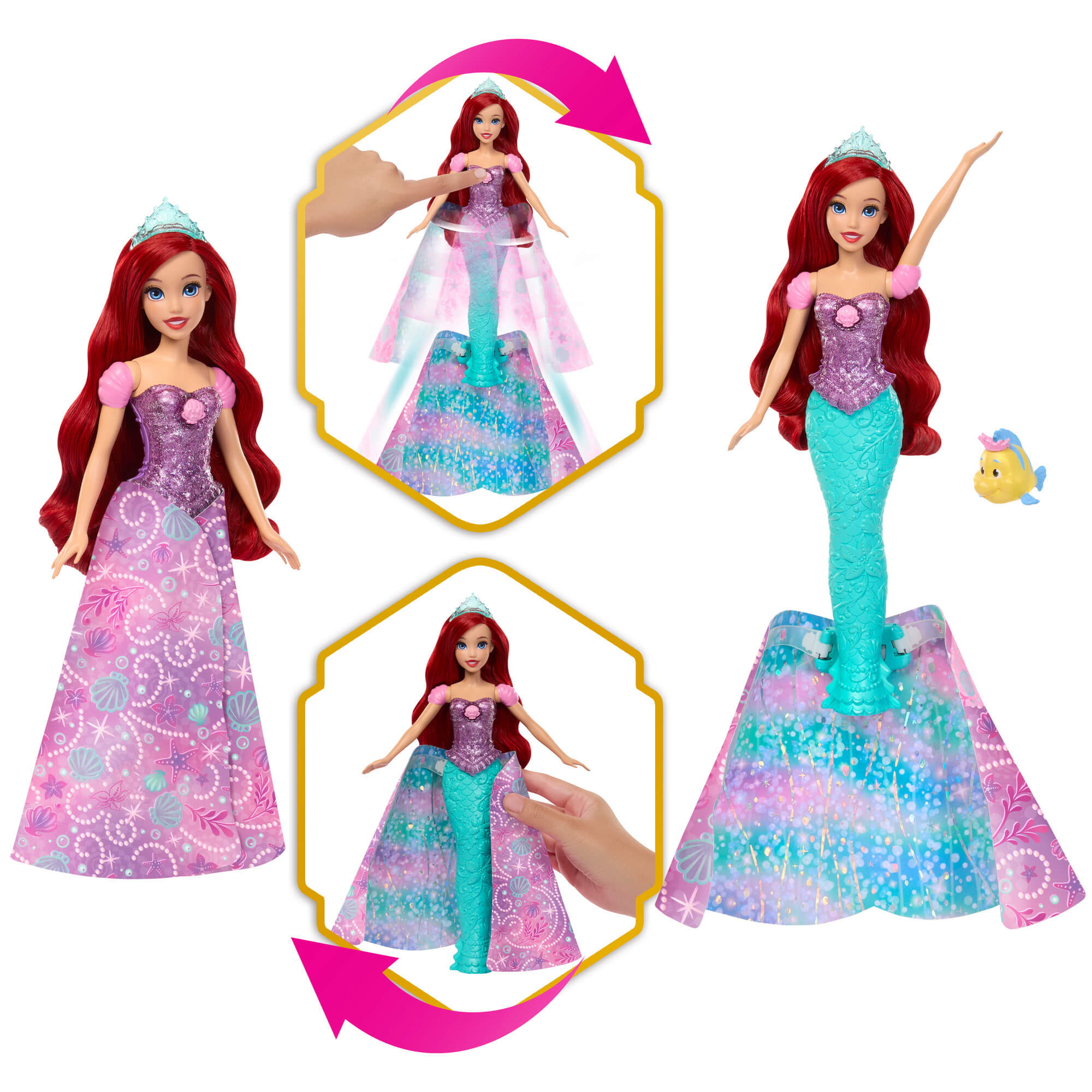 DISNEY PRINCESS lėlė Arielė su transformacijos funkcija (JLK19) - Image 2