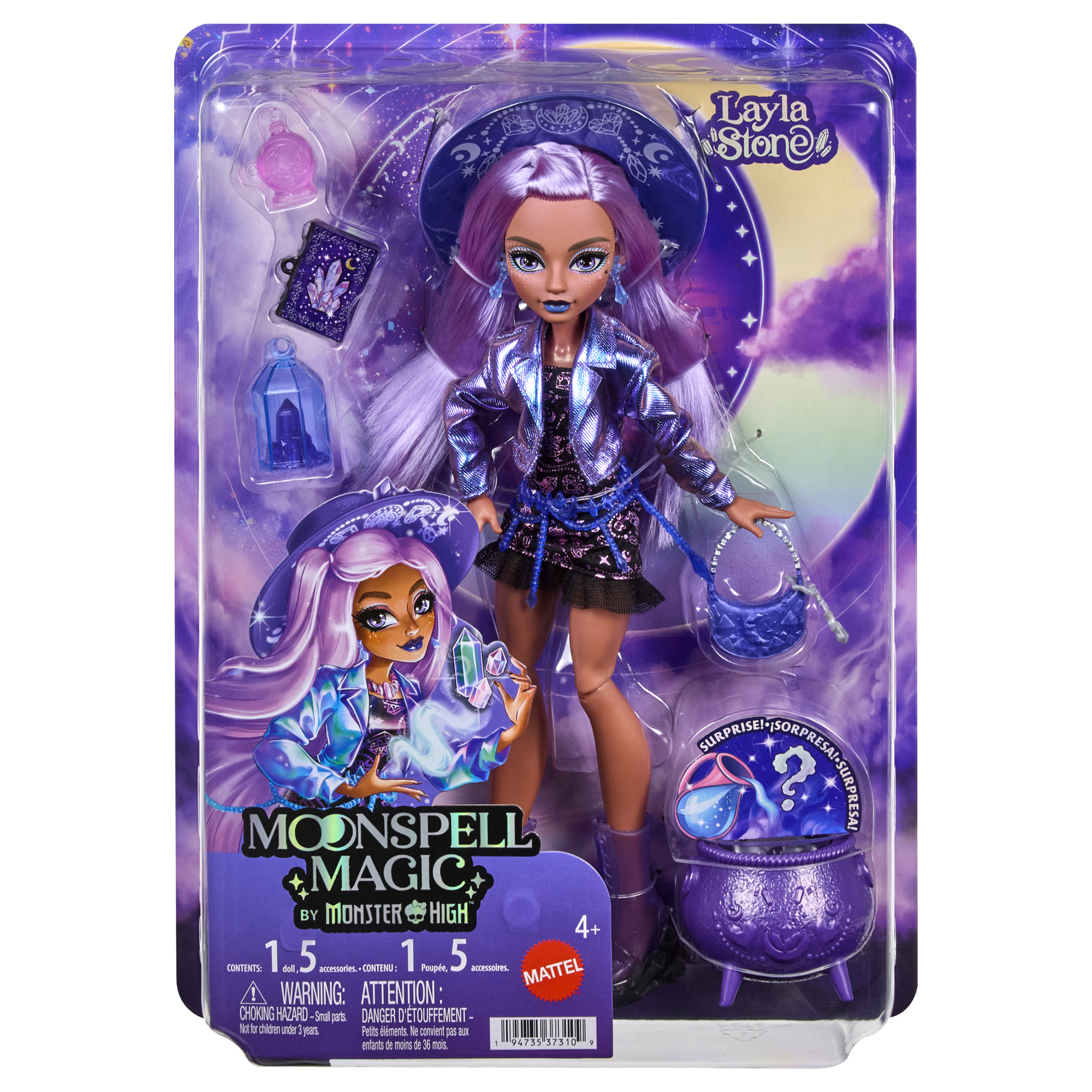 MONSTER HIGH MOONSPELL MAGIC lėlė Layla - kristalų kerėtoja (JMB90)