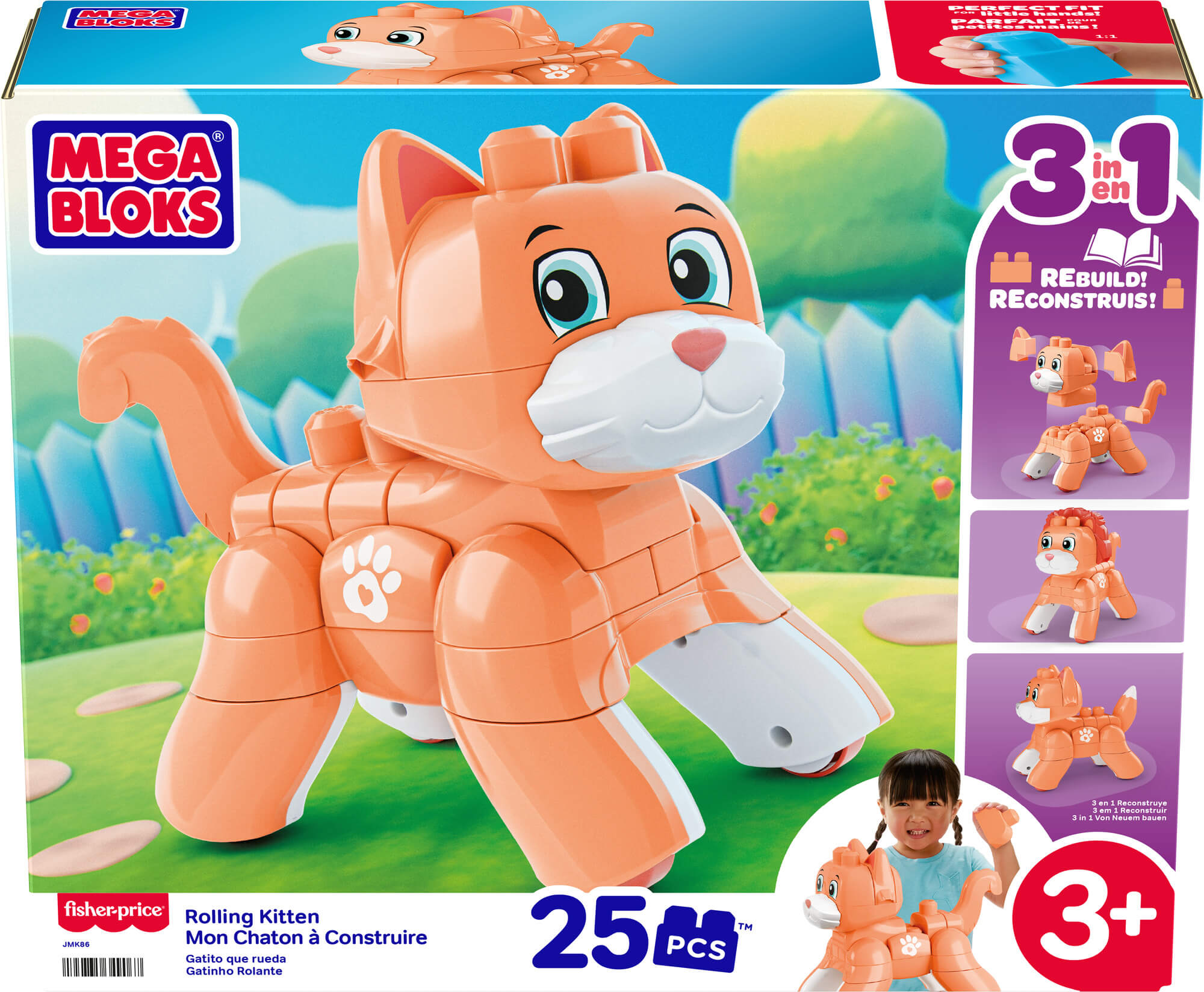 MEGA BLOKS ROLLING KITTEN 3 in 1 kačiuko konstruktorius (JMK86) - Image 4