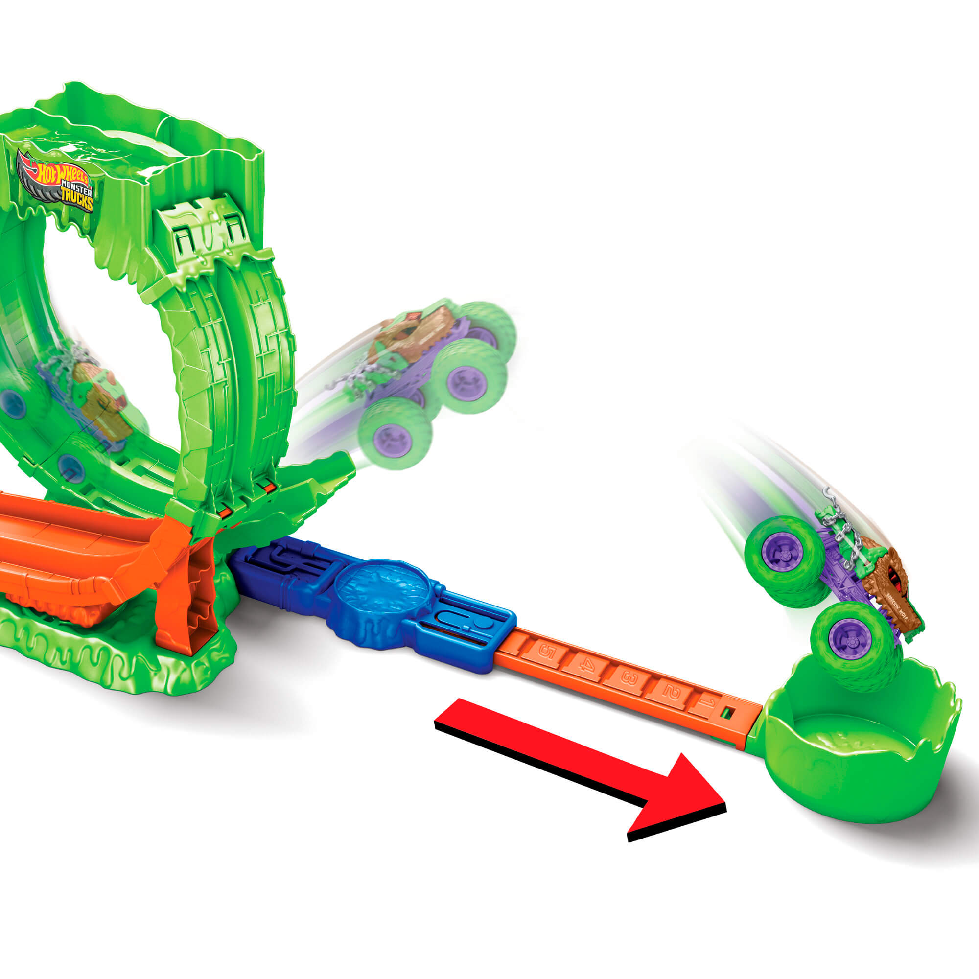 HOT WHEELS MONSTER TRUCKS MUTANT CHAOS triukų trasa su slaimu (JMK91) - Image 2