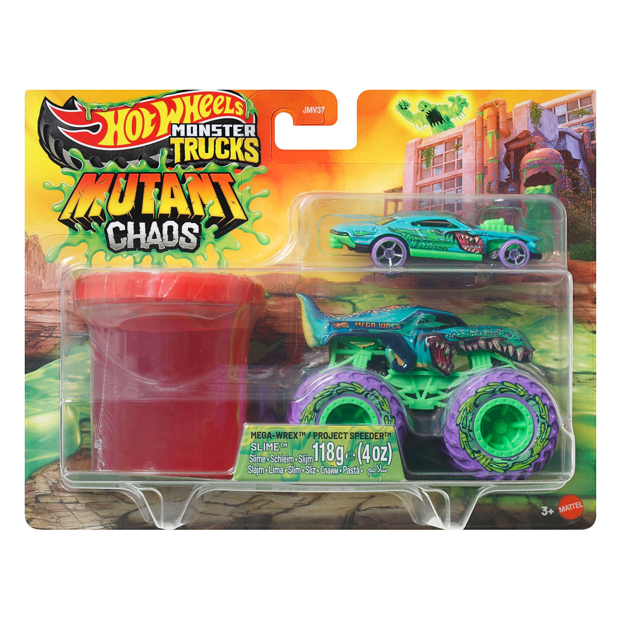 HOT WHEELS MONSTER TRUCKS MUTANT CHAOS džipas su slaimu (JMV37) - Image 3